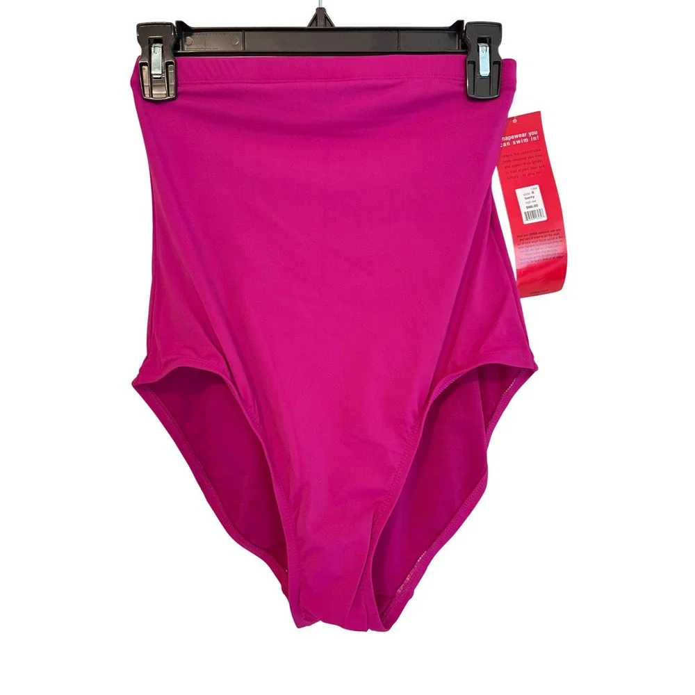 Spanx Berry Pink High Rise Swim‎ Bottoms Shapewear Swim Bottom 1366 Womens 8 NWT
